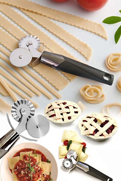 Binbirreyon قطاعة عجين للبيتزا والعجين، قطع منقوشة بشكل عادي 18 سم Re017