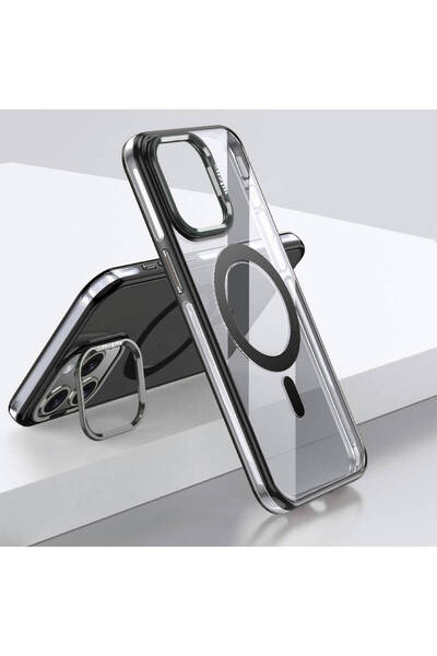 Wlons iPhone 15 Pro Max Uyumlu Kılıf Magsafe Şarj Özellikli Wlons Standlı Efs...