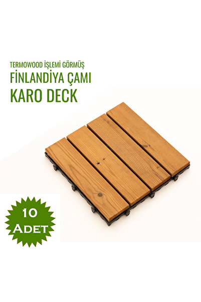 SUNSOE Fin Çamı Balkon Bahçe Ahşap Yer Döşemesi Karo Deck 30x30 cm - 10 Adet(...