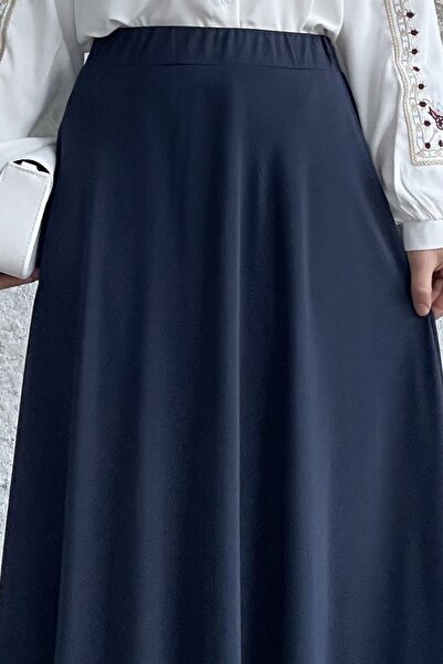 InStyle Elastic Waist Scuba Skirt - Navy Blue