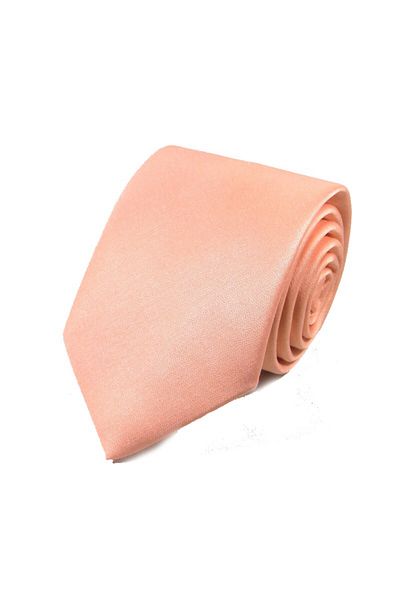 Sade Kravat Salmon Pink Plain Color Plain Cotton Satin Tie 18111 Salmon Pink