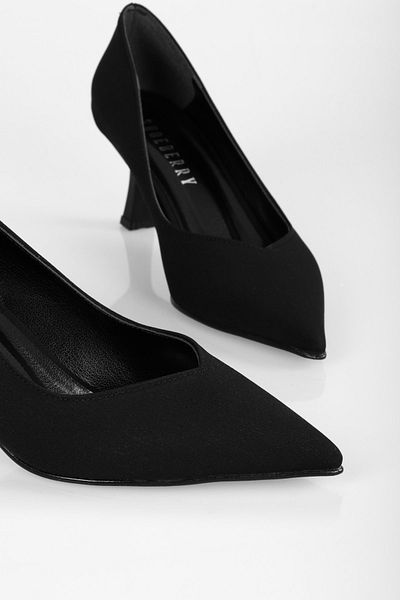 Shoeberry Pantofi de damă Carrie Black Satin Stone cu toc Stiletto