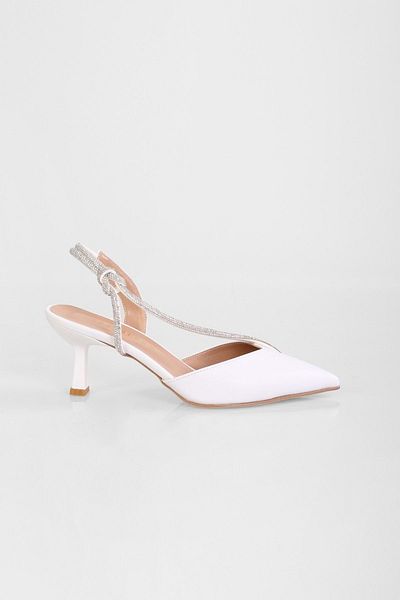 Shoeberry Dámské boty na podpatku Hush White Skin Stone Stiletto