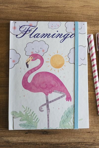 Lexi Bella Caiet cu puncte fără căptușeală cu model flamingo