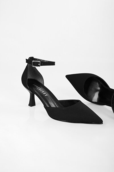 Shoeberry Dámské Milos černé matné saténové boty na podpatku na jehlách