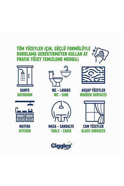 giggles Practical Surface Cleaning 6 Pack of 50 300 Towels
