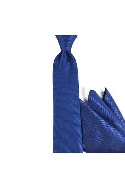 Sade Kravat Saks Blue Small Patterned Plain Thin Tie 17242 Saks Blue
