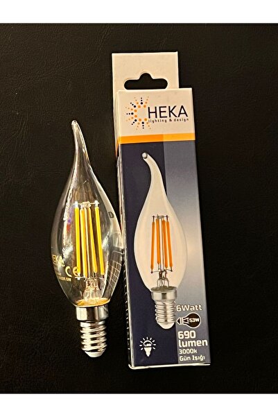 Heka 6 WATT E14 DUYLU ŞEFFAF KIVRIK CAMLI 690 LÜMEN 3000 KELVİN GÜNIŞIĞI BUJİ...
