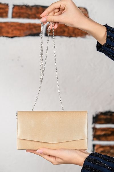 ROZA CANTA Γυναικεία βραδινή τσάντα ώμου Golden Satin Mini Box