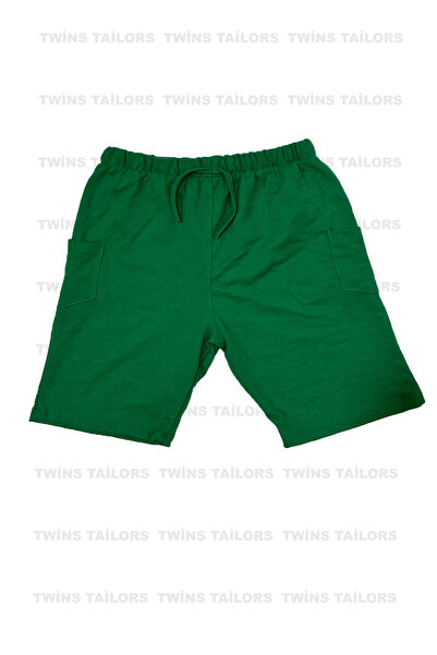 twins tailors Penye Yeşil-Kırmızı-Siyah 3'lü Paket Unisex Çocuk Kısa Şort