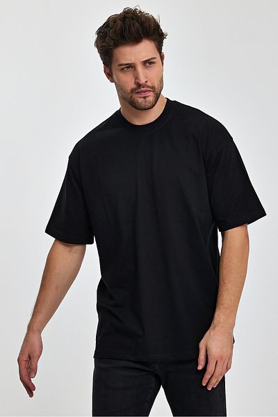 COMBİNE MİCHAİL Ανδρικό μπλουζάκι Oversize Fit Thick Fabric Textured Crew Neck
