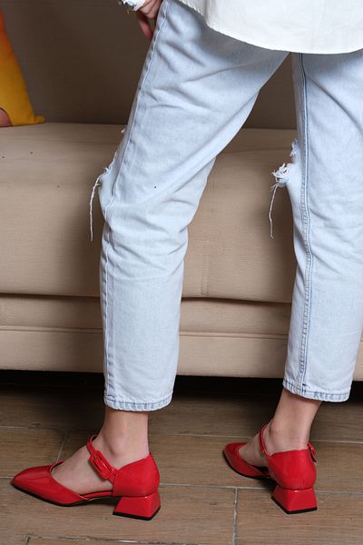 Sibel Durmaz Sonyo Red Buckle Detailed Heeled Shoes