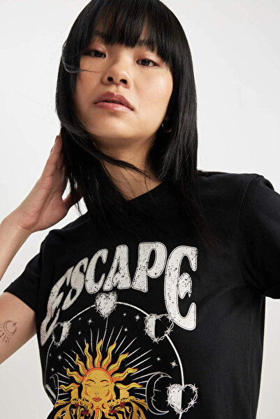 DeFacto Coool Fitted Baskılı Kısa Kollu Tişört