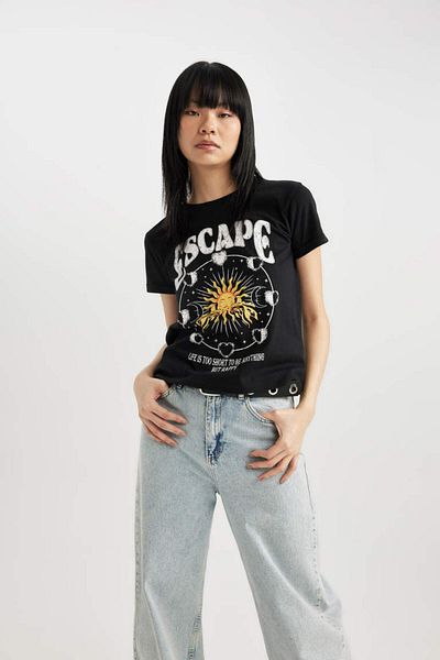 DeFacto Cool Fitted Printed Short Sleeve T-Shirt