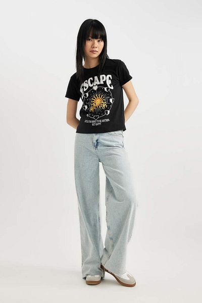 DeFacto Cool Fitted Printed Short Sleeve T-Shirt