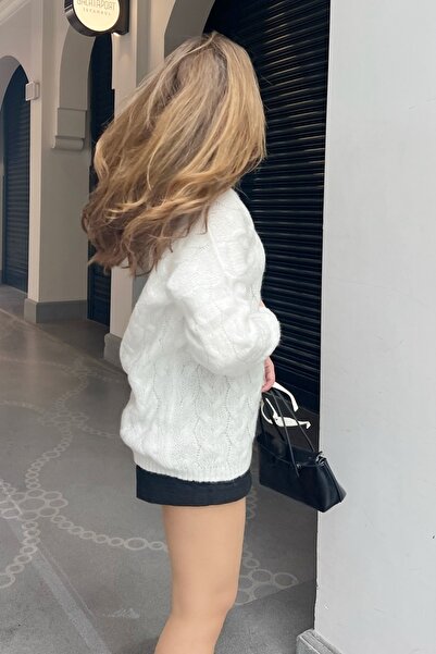 Bianco Lucci Gestrickter Pullover mit Haarzopfmuster für Damen