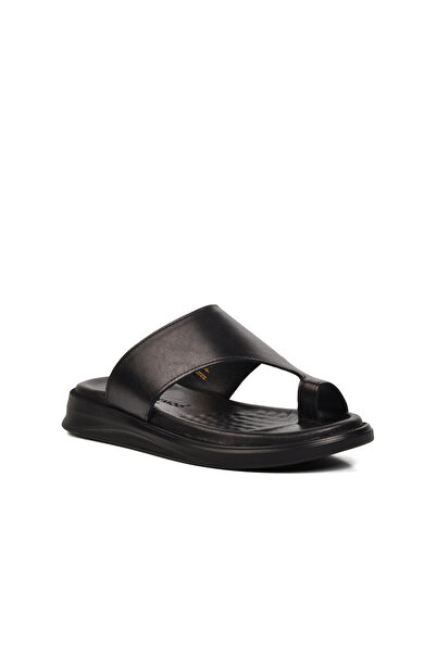 AYAKMOD 482024 Чорні чоловічі тапочки з натуральної шкіри