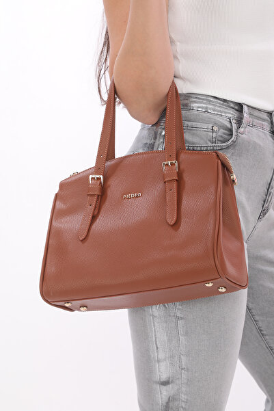 Piedra Темно-коричнева сумка з блискавкою, ручками та ременем через плече, з ...