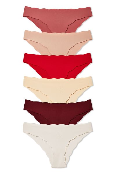 HNX 6-Piece Laser Cut Waist and Leg Wavy Slip Women's Panties