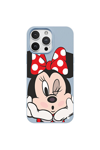 Casen iPhone 15 Pro Max Mickey Tasarımlı Mavi Renkli Silikon Telefon Kılıfı