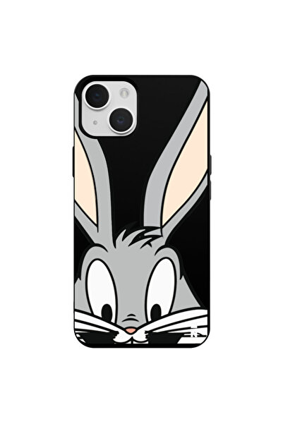 Casen iPhone 15 Bugs Bunny Smile Tasarımlı Siyah Renkli Silikon Telefon Kılıfı