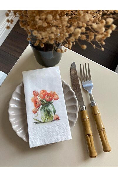 busrasdesign مزهرية زجاجية بطبعة زهور التوليب 16 قطعة