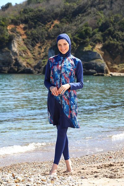 SEBOTEKS Μοντέλο Garnili Gilet Καλσόν Πλήρως Κάλυμμα Hijab Μαγιό 3444