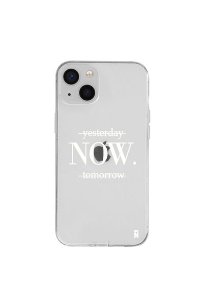 Casen حافظة هاتف من السيليكون الشفاف بتصميم NOW لهاتف iPhone 14
