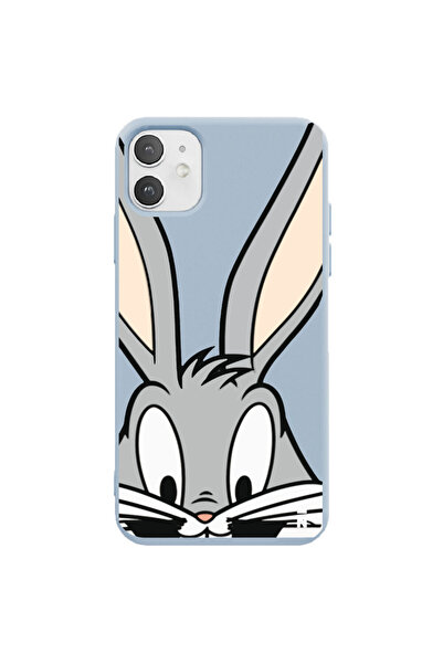 Casen iPhone 11 Bugs Bunny Smile Tasarımlı Mavi Renkli Silikon Telefon Kılıfı