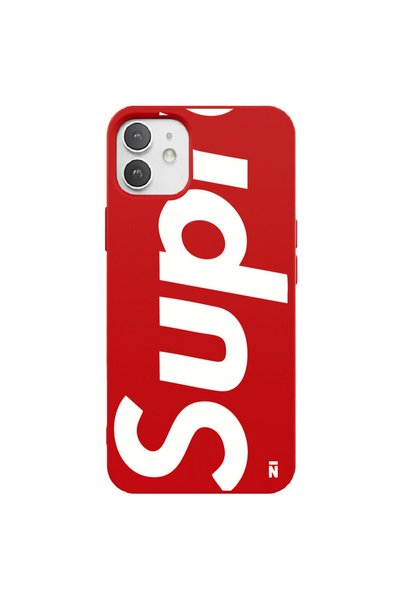 Casen غلاف هاتف من السيليكون باللون الأحمر لهاتف iPhone 12 SUP