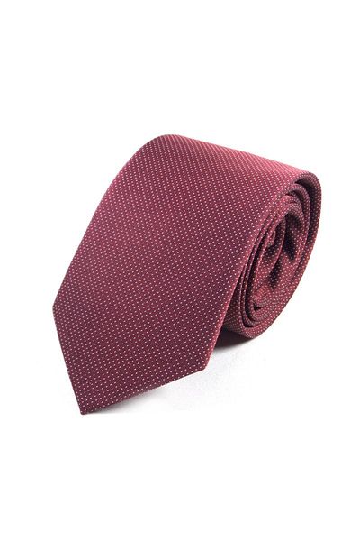 Sade Kravat Claret Red White Small Patterned Plain 16153 Claret Red