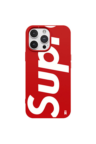 Casen iPhone 14 Pro Max SUP Tasarımlı Kırmızı Renkli Silikon Telefon Kılıfı