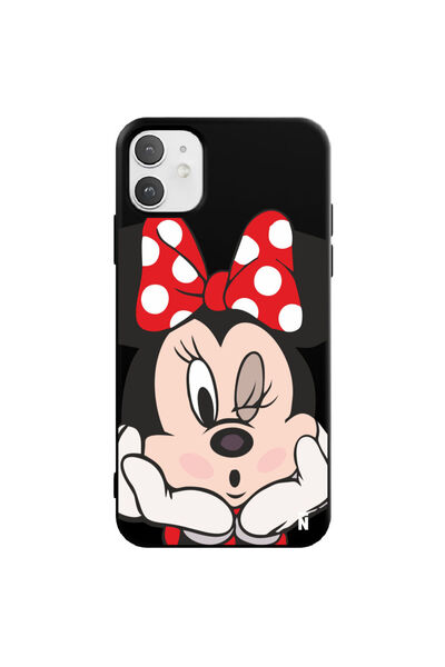 Casen iPhone 11 Mickey Tasarımlı Siyah Renkli Silikon Telefon Kılıfı