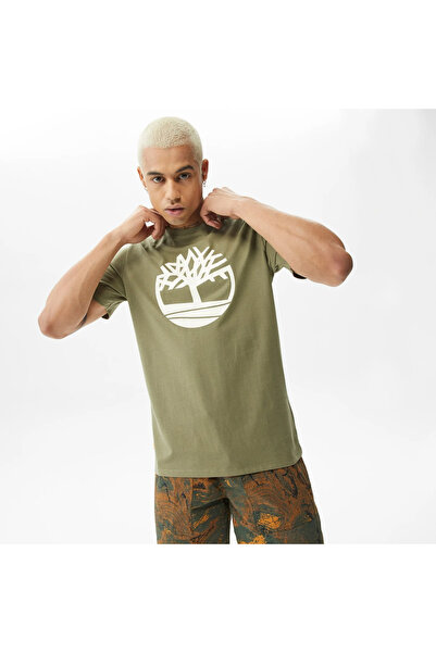 Timberland Tree Logo Erkek Haki Yuvarlak Yaka Tişört
