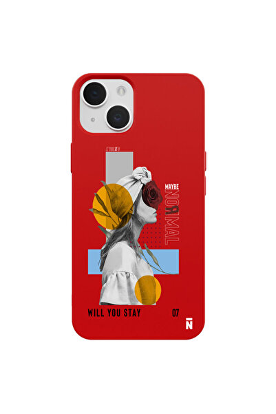 Casen iPhone 13 ANormal Tasarımlı Kırmızı Renkli Silikon Telefon Kılıfı