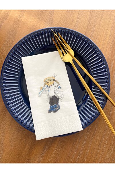 busrasdesign منديل عرض مطبوع عليه تيدي بير سكاي 16 قطعة