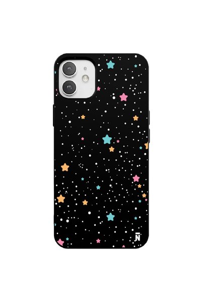 Casen غلاف هاتف من السيليكون باللون الأسود لهاتف iPhone 12 بتصميم نجوم الفضاء