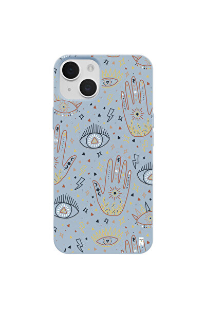 Casen iPhone 15 Be Mysterious Tasarımlı Mavi Renkli Silikon Telefon Kılıfı