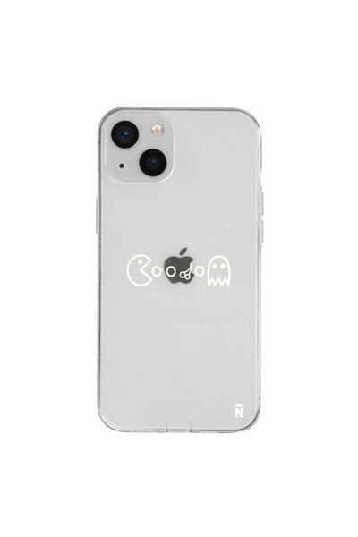 Casen iPhone 15 Pac-Man Tasarımlı Şeffaf Silikon Telefon Kılıfı