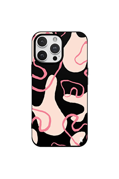 Casen iPhone 14 Pro Max Smoke Pink Tasarımlı Siyah Renkli Silikon Telefon Kılıfı