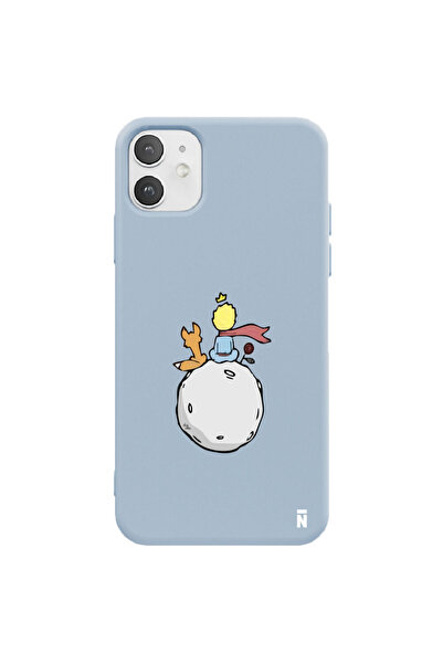 Casen iPhone 11 Küçük Prens Tasarımlı Mavi Renkli Silikon Telefon Kılıfı