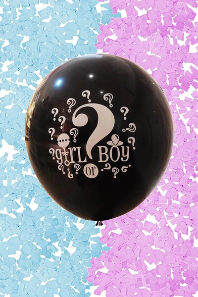 Bkmc Black Large Size Gender Reveal Party - Balloon and Confetti