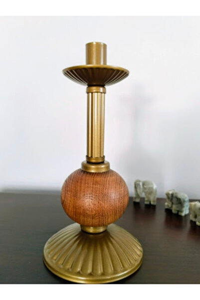 DEDE TEKLİ PİNO MUMLUK AHŞAP TOP DETAYLI ESKİTME