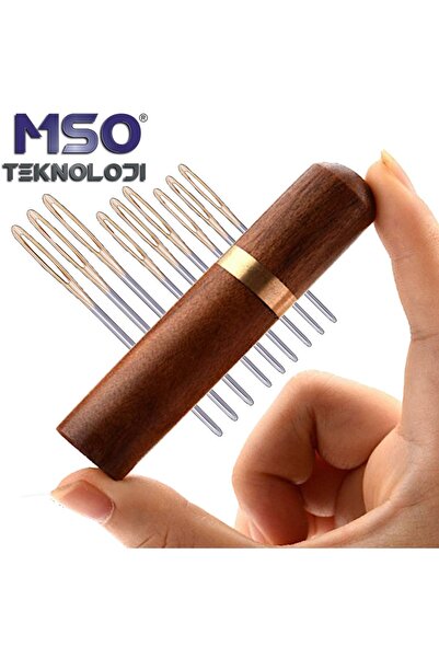 MSO TEKNOLOJİ Dikiş Nakış Deri & Yün Ahşap Konteynerli Dikiş İğne Set