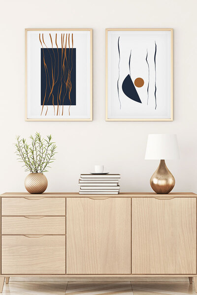 huhuli Ahşap Çerçeveli Modern tablo Seti huhu108