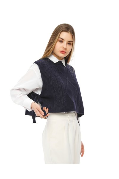 MA ananas Side Tie Hair Braid Sweater