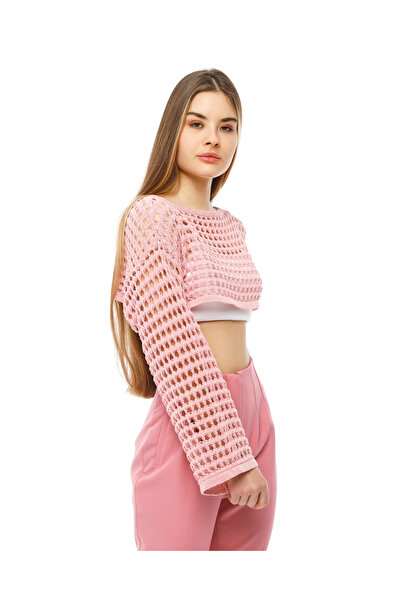 MA ananas Kadın Pembe Ajurlu Bolero