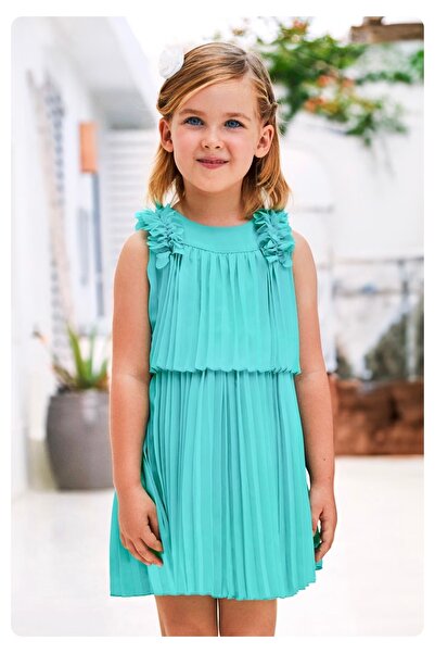 MAYORAL LİMİ kız çocuk pileli astarlı şifon elbise