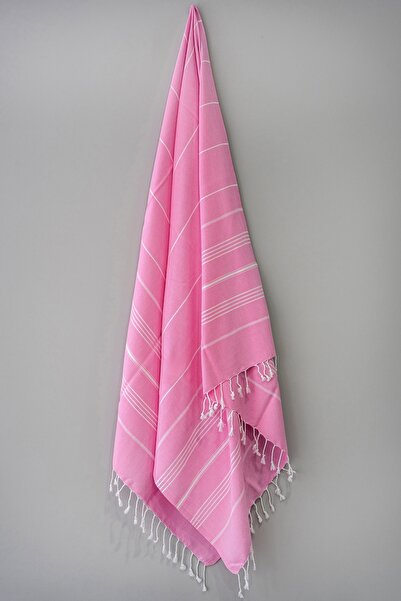 Organik Pamuk 95x180 Çizgili Sultan Peştemal Açık Pembe