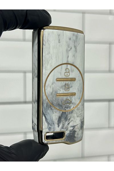 BARKAS ELEKTRONİK Smart Nano Key Case Cover for Chery Tiggo 7 Pro Marble Pattern